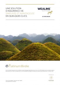Couverture de la brochure ePlatinum Birdie proposé par Wealins (depuis la fusion avec GB Life)